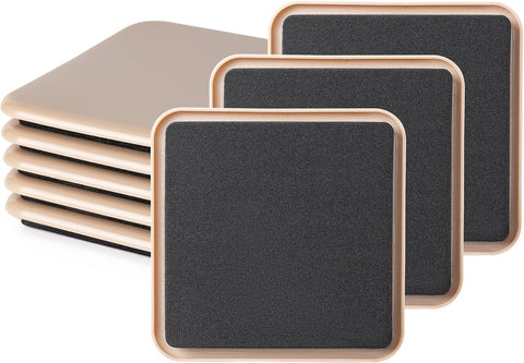 8 Pcs 3 1/2'' Furniture Sliders Pads for Hardwood Floors（Square）