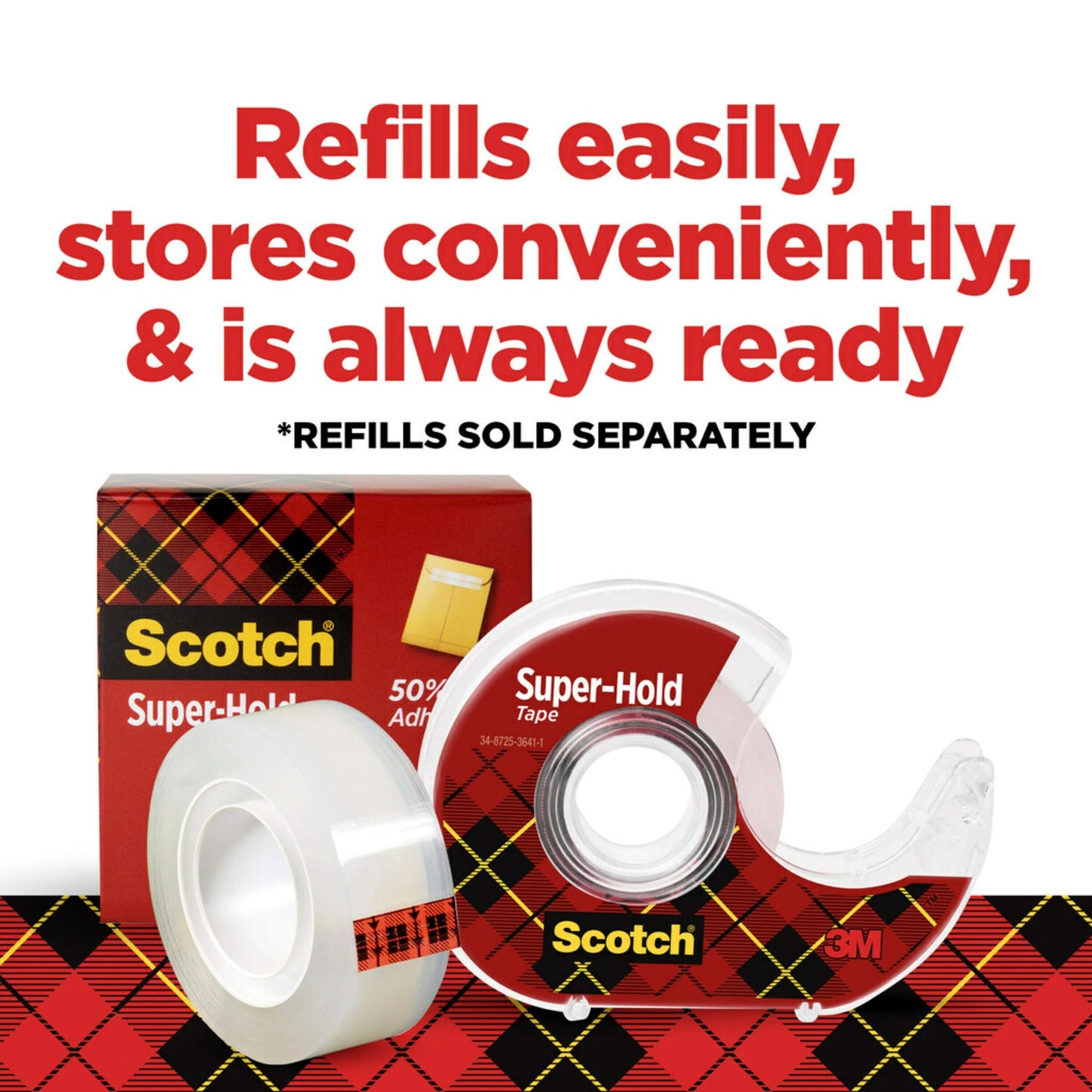 Scotch Super-Hold Tape, 2 Rolls, Transparent Finish, 50% More Adhesive, Trusted Favorite, 3/4 x 600 Inches, Dispensered (198DM-2)