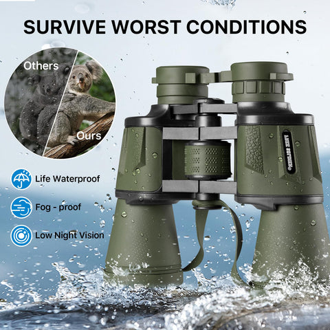 20x50 Hunting Binoculars for Adults High Powered with Low Light Night Vision - 28mm Large Eyepiece Professional Binoculars for Bird Watching Hiking Travel with BAK4 Prism FMC Lens, Green