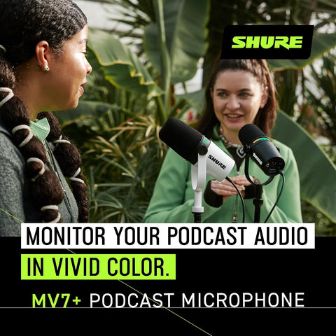 Shure MV7+ USB-C & XLR Podcast Dynamic Mic with Stand - Black