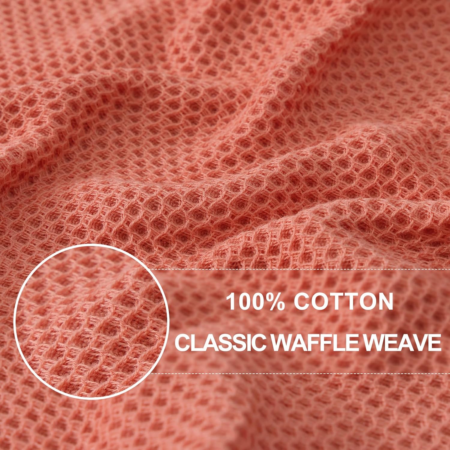 Homaxy 100% Cotton Waffle Weave Kitchen Dish Cloths 12-Pack, Coral