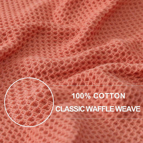 Homaxy 100% Cotton Waffle Weave Kitchen Dish Towels 6-Pack, Coral