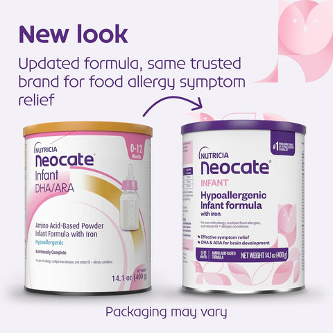 Nutricia Neocate Infant - Food Allergy Relief Hypoallergenic Baby Formula with Amino Acids - Well-Tolerated & Supports Normal Growth - Dairy-Free Infant Formula with DHA, ARA - 0-12 months - 14.1 oz