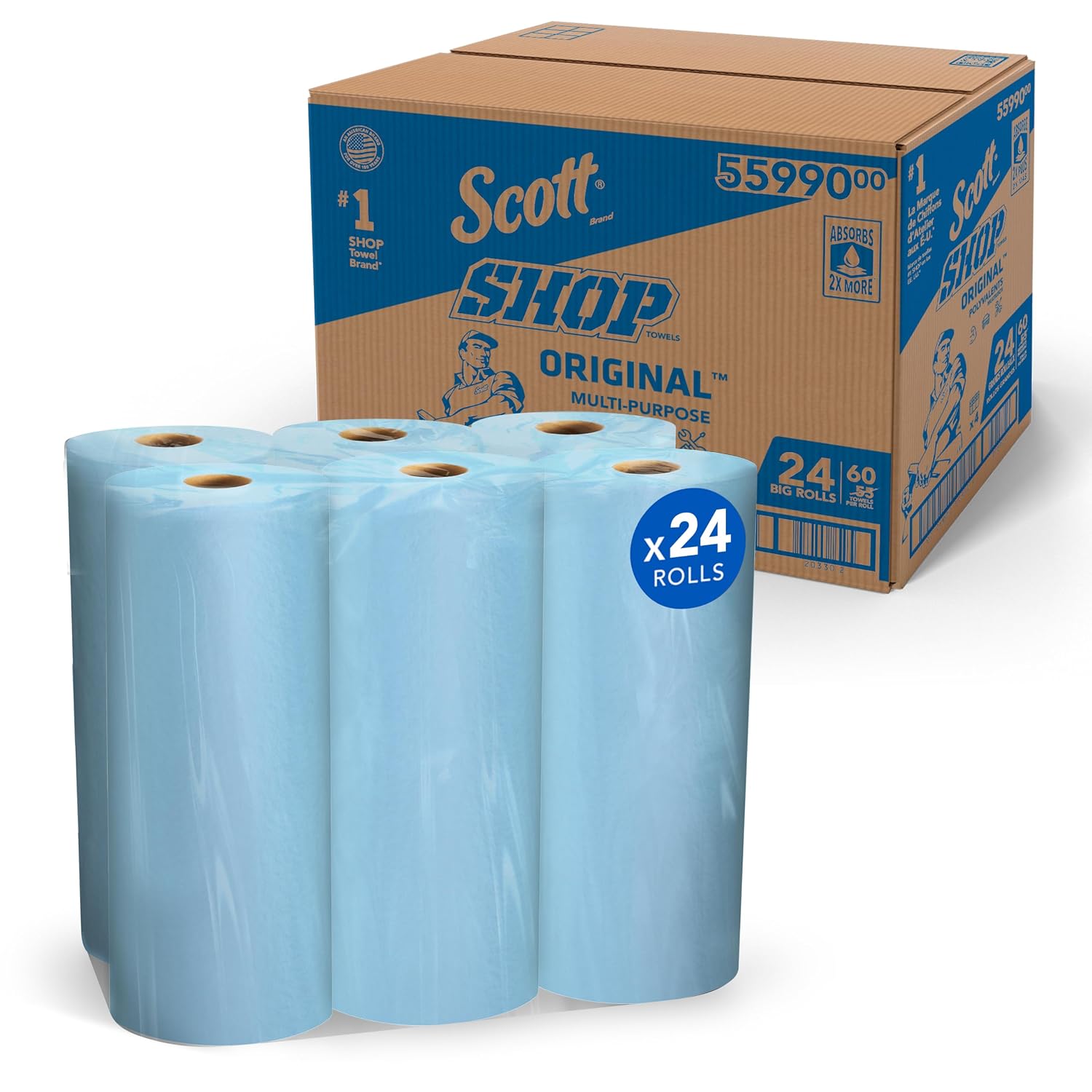 Scott Shop Towels Original Big Rolls, 60 Towels/Roll, 24 Big Rolls/Case