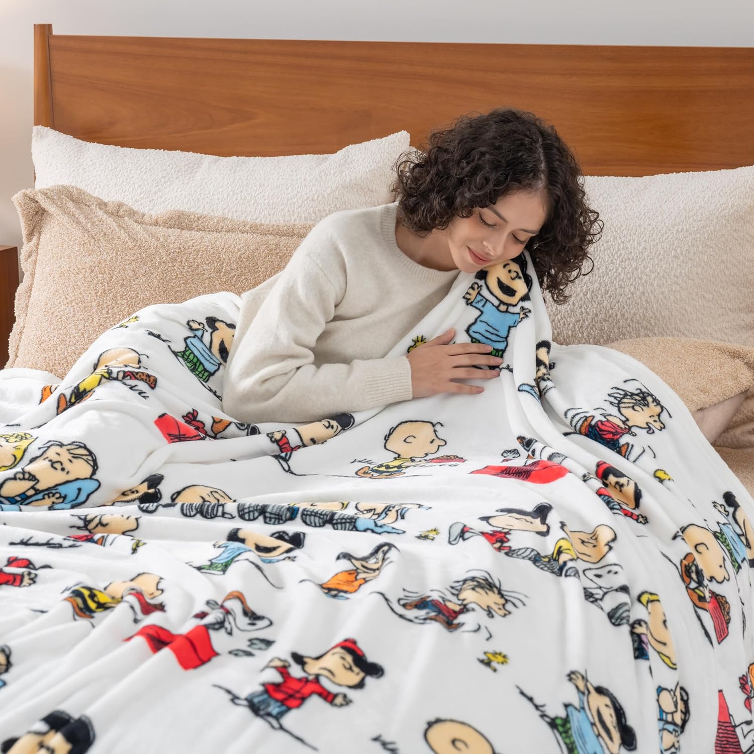 Berkshire Blanket Peanuts® VelvetLoft® Cute Character Snoopy Plush Blanket,Peanuts Stripe Multi,Twin 60 in x 90 in (Official Peanuts® Product)