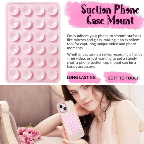Anteel 2 Pack Silicone Suction Phone Case Mount, Non Slip Sticky Grip for Cellphone, Silicon Adhesive Suction Cup Mount, Strong Grip Holder for Selfies and Videos (Lavender)