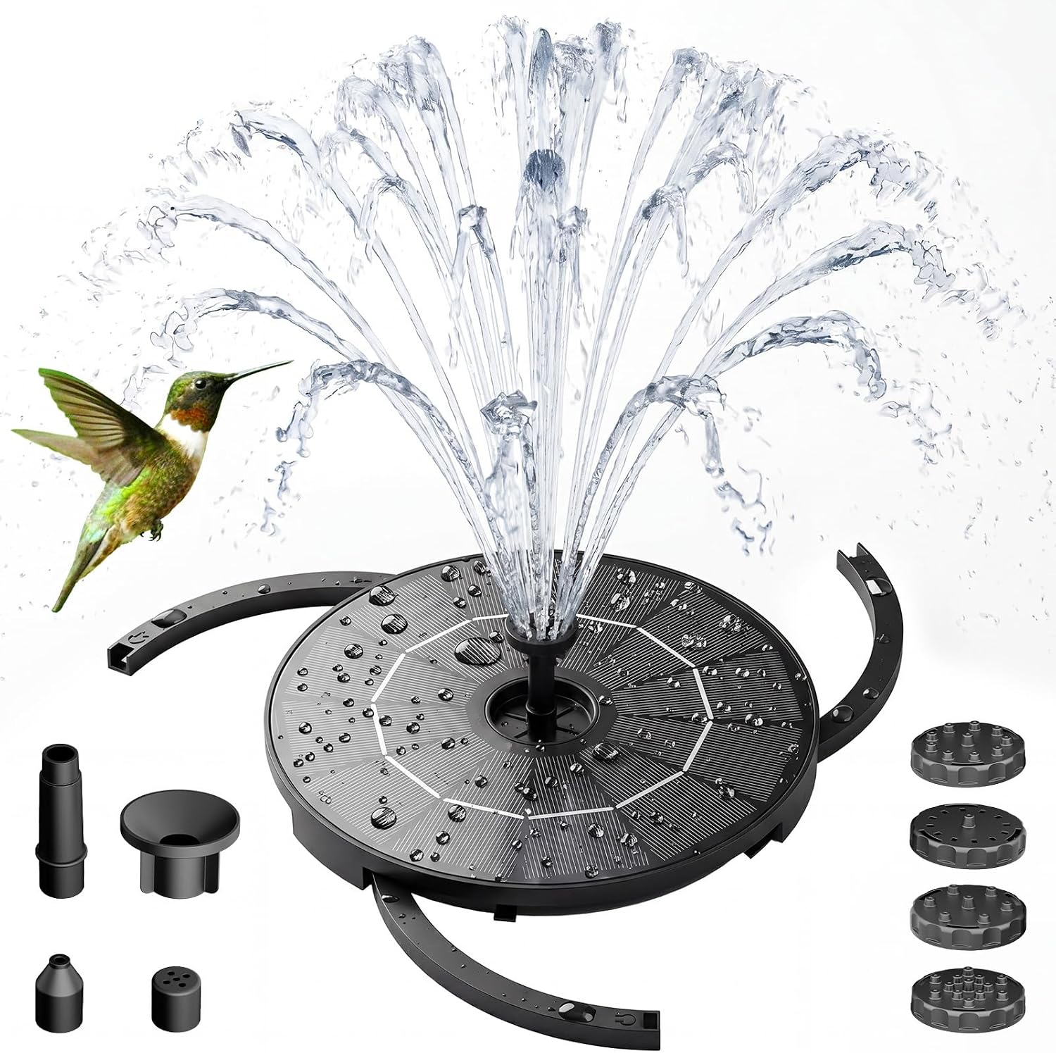 AISITIN 2.8W Solar Fountain Pump with 6 Nozzles & Ground Stakes 3.9ft Cord