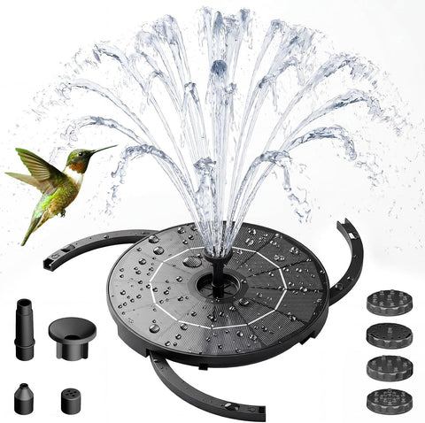 AISITIN 2.8W Solar Fountain Pump with 6 Nozzles & Ground Stakes 3.9ft Cord