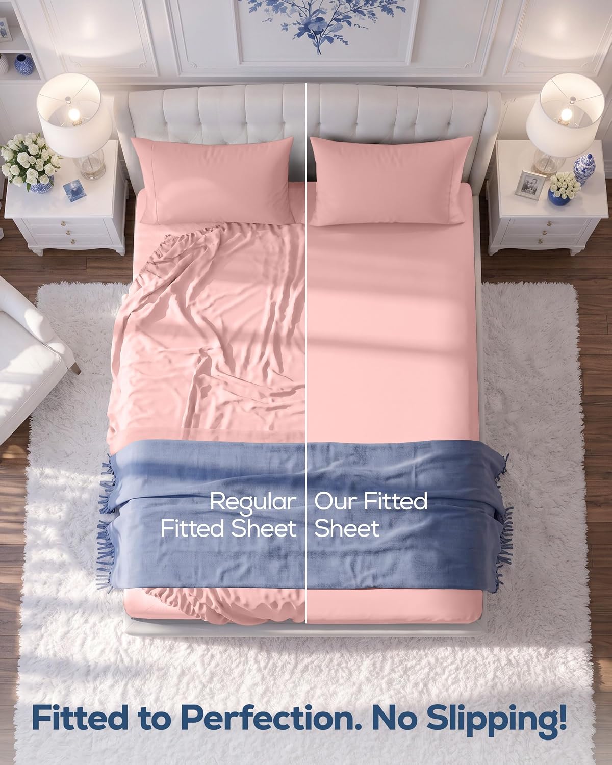 Queen Fitted Sheet, Ultra Soft Fits Up to 15 Inch Deep Pocket, Pink
