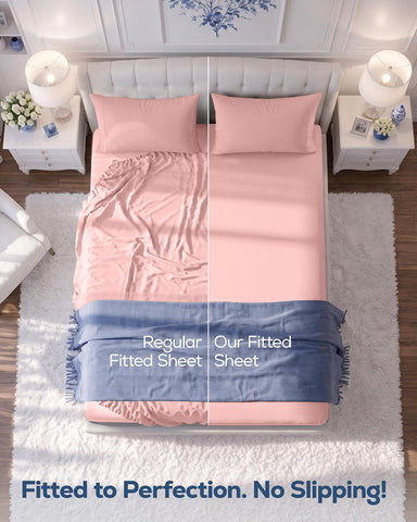 Queen Fitted Sheet, Ultra Soft Fits Up to 15 Inch Deep Pocket, Pink