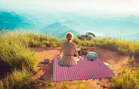 Wind Tour Waterproof Picnic Blanket with Carry Strap - Foldable Sandproof Outdoor Mat for Camping, Beach, Park - 59" x 71",Red (Two Mat Set)
