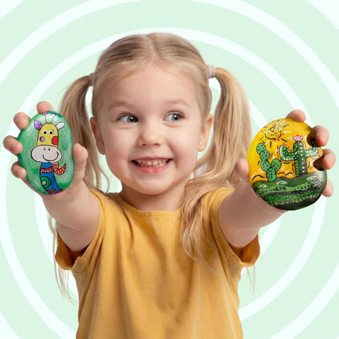 JOYIN Rock Painting Kit for Kids, Arts and Crafts for Girls & Boys Ages 6-12, DIY Supplies for Painting Rocks, Easter Craft Kits Art Set, Kids Birthday Christmas Presents, Family Indoor Activity