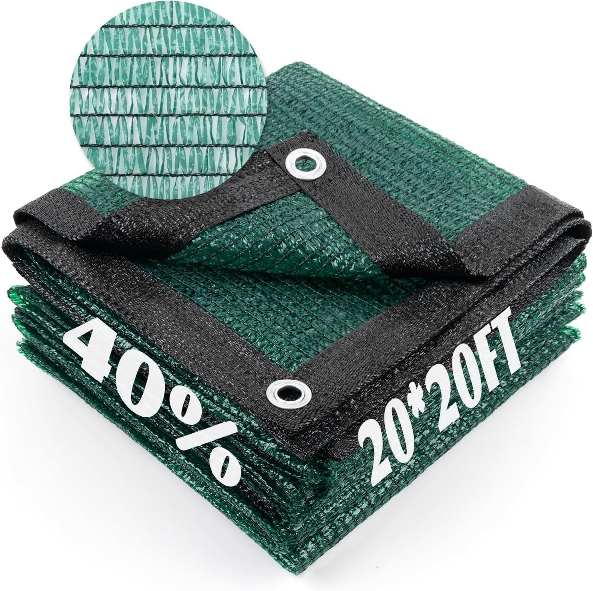 Cool Area Sun Shade Cloth with Grommets for Garden, 40% 20x20ft, Dark Green