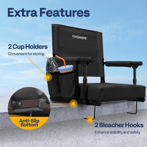 VIVOHOME Stadium Seats with Back Support, Bleacher Chair for Sports Events