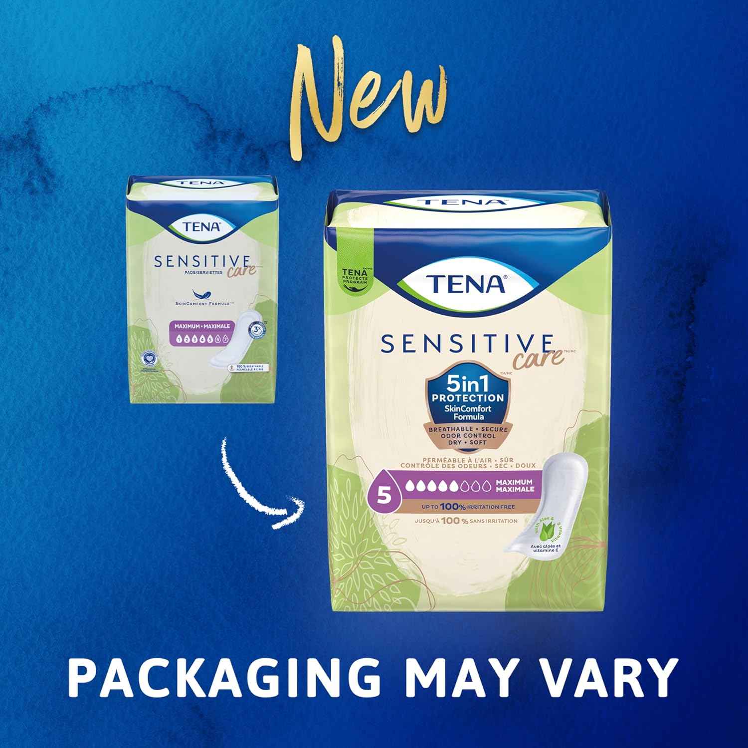 TENA Sensitive Maximum Bladder Control Pads, 13 in, 168 ct | Made for sensitive skin, these bladder control pads help keep your skin irritation and leak free for comfort and security