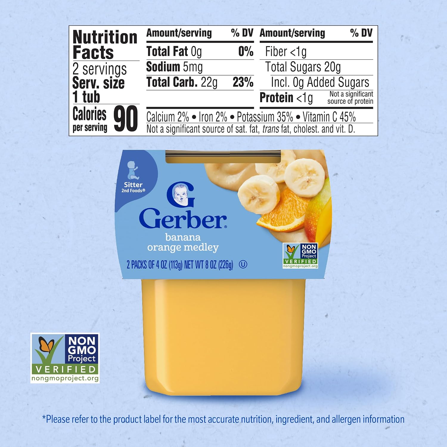 Gerber Stage 2 Banana Orange Medley Baby Food, 4 Oz, 16 Pack