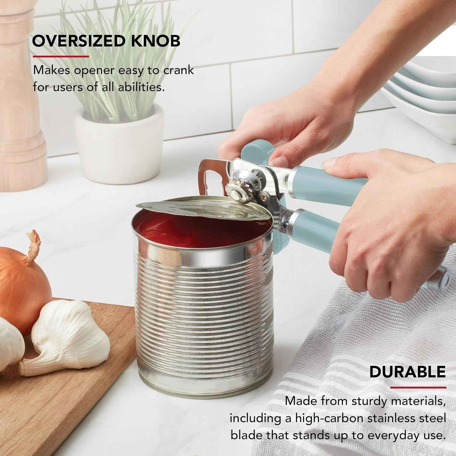 KitchenAid Classic Multifunction Can Opener and Bottle Opener Easy to Use, Razor Sharp Stainless Steel Cutting Wheel, Soft Ergonomic Handles, Mineral Water