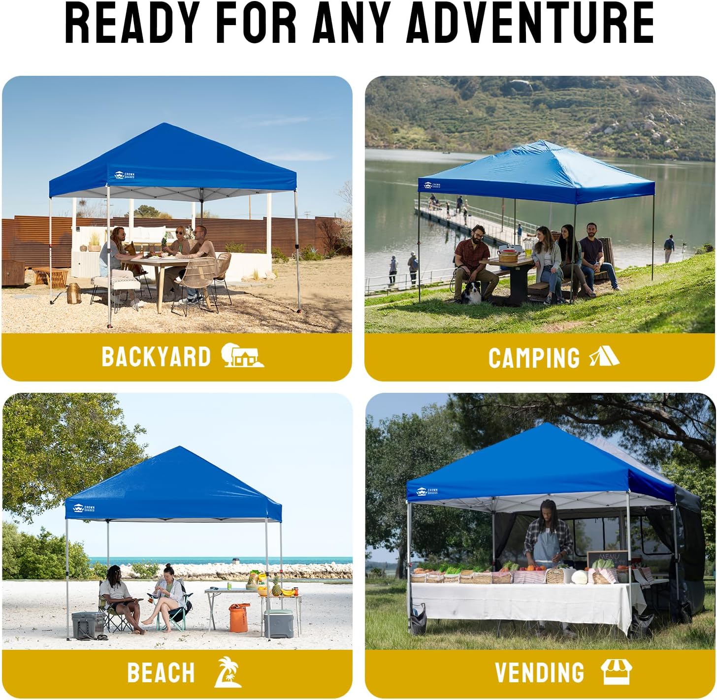 CROWN SHADES 8x8 Pop Up Canopy Tent with One Push Setup, Blue