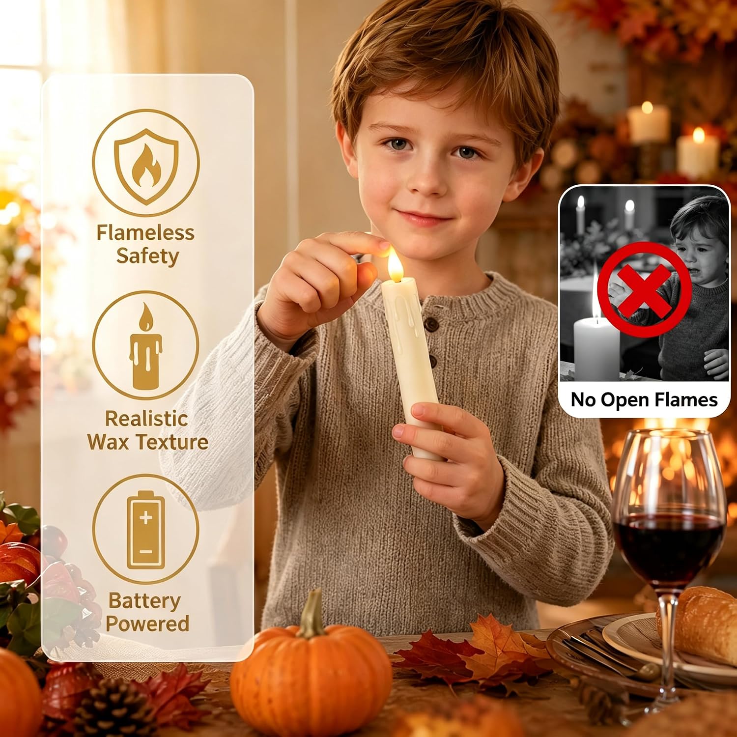 Candle Battery Operated, 6.7 Inch, Ivory, Set of 6