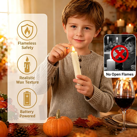 Candle Battery Operated, 6.7 Inch, Ivory, Set of 6
