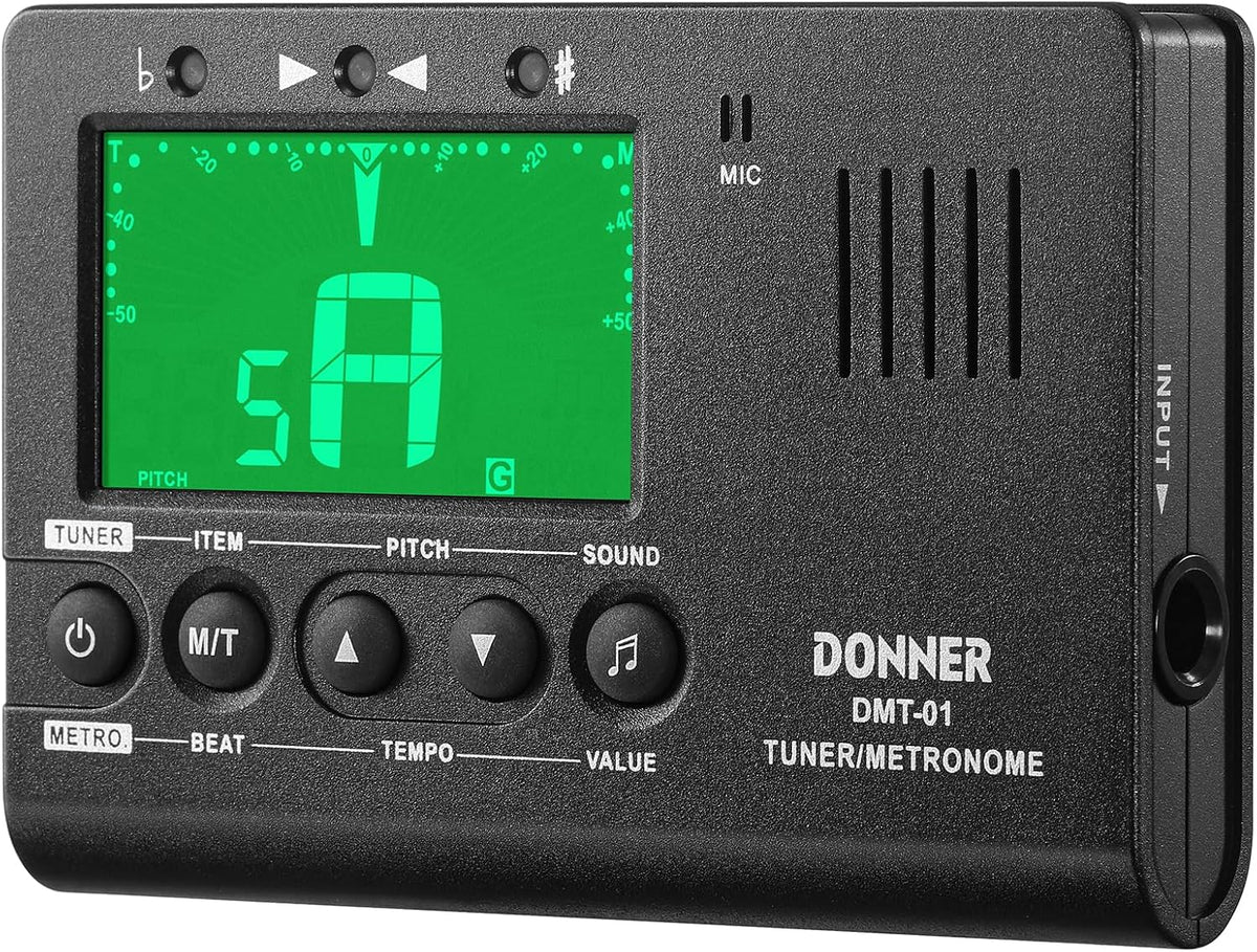 Donner Metronome Tuner for All Instruments - Guitar, Bass, Violin, Ukulele, Trumpet, Chromatic, Clarinet, Flute, 3 in 1 Digital Metronome with Tuner/Metronome/Tone Generator, DMT-01