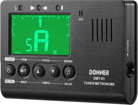 Donner Metronome Tuner for All Instruments - Guitar, Bass, Violin, Ukulele, Trumpet, Chromatic, Clarinet, Flute, 3 in 1 Digital Metronome with Tuner/Metronome/Tone Generator, DMT-01