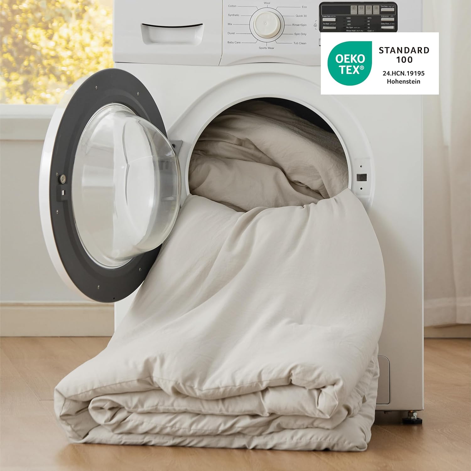 Bedsure Super King Plus Comforter Set Prewashed Soft 3Pcs Beige 128"x120"