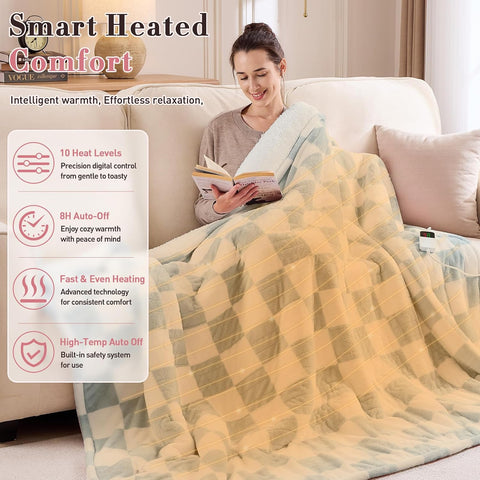 Heated Blanket Electric Full Size 72"X84", Heating Blanket Full, Misty Blue