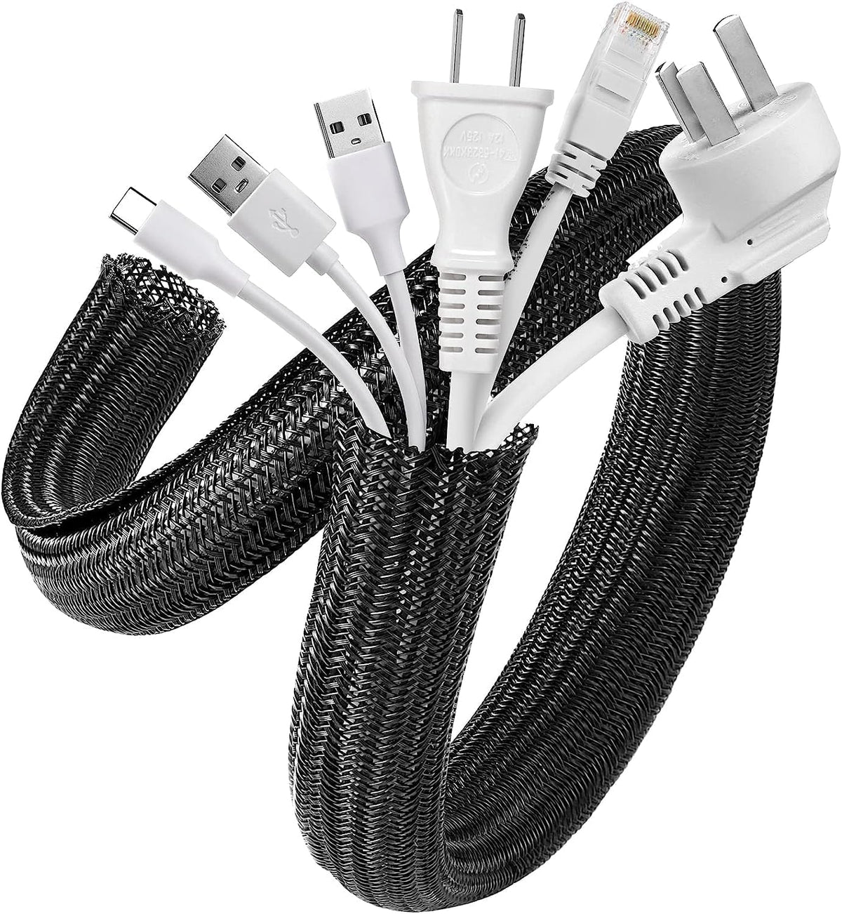 AGPTEK Cable Sleeve, 20ft - 1.2 inch Cable Management Cord Hider, Black