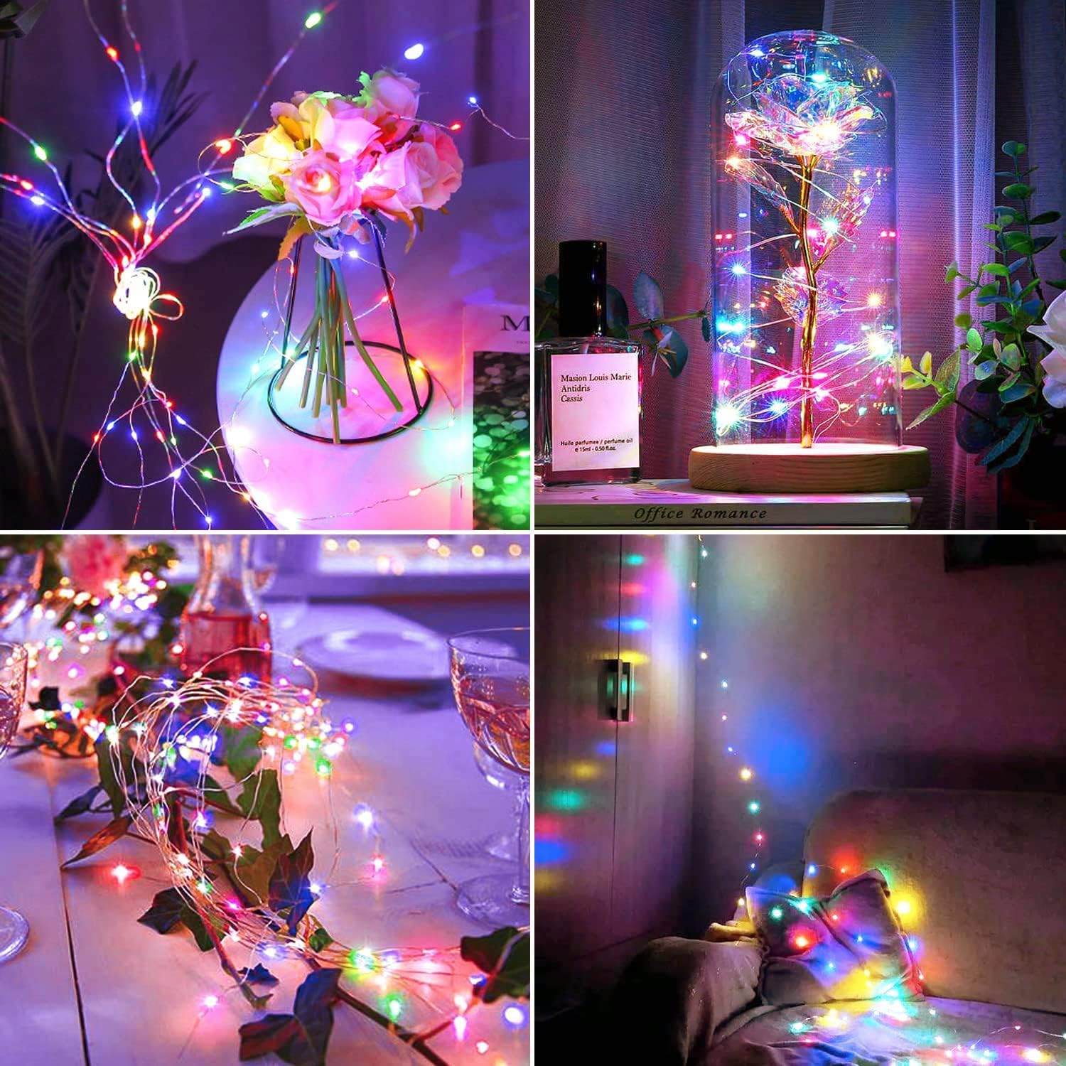 JMEXSUSS 4 Pack Solar Fairy Lights, Each 33ft 100 LED, Multicolored