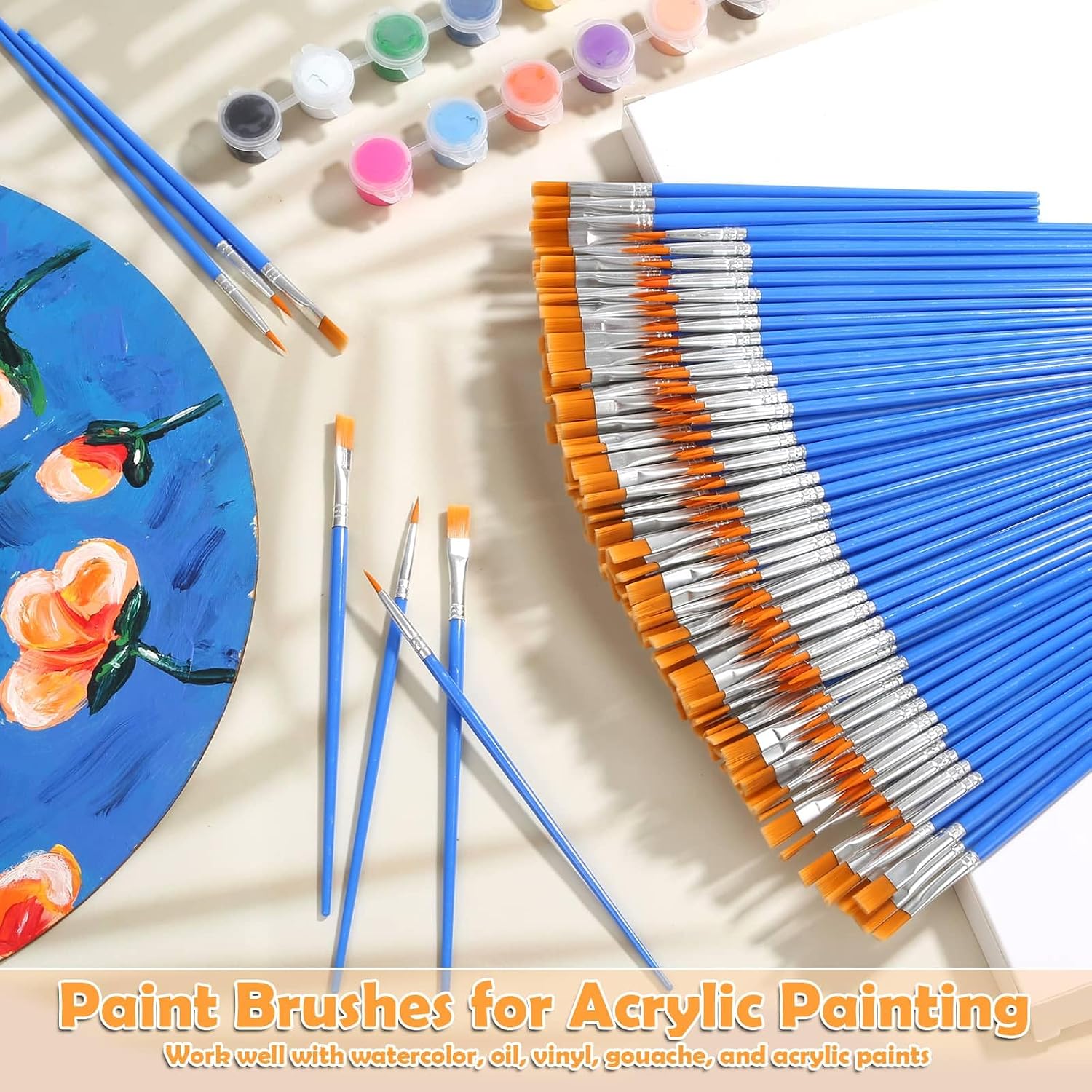 240 Pcs Mini Paint Brushes Bulk, Flat and Fine Tip Small Paint Brushes