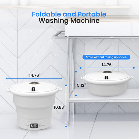 SereneLife Portable Mini Washing Machine, Foldable Bucket Washer with Handle and Lid, Lightweight Compact Travel Washer for Clothes, Ideal for Camping, RVs, Dorms, Apartments, and Travel Use