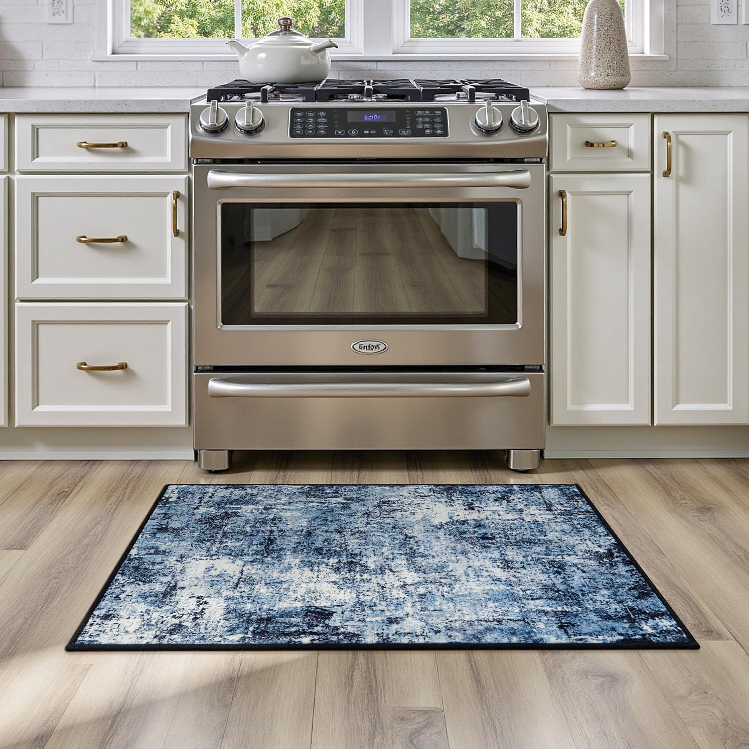 Rugflix 2x3 Entrance Rugs, Washable Navy Blue Dark Entry Small Rug
