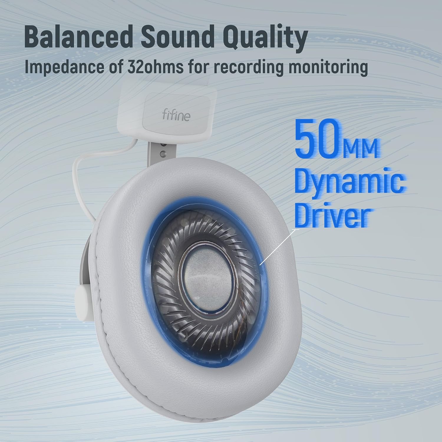 FIFINE HD8W Studio Monitor Headphone with 50mm Drivers, for Vocal Recording