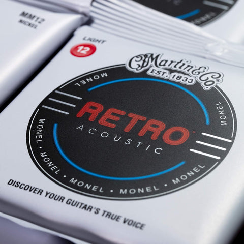 Martin Retro® Acoustic Guitar Strings – Monel, Custom Light Gauge | Warm, Natural Tone with Long Life