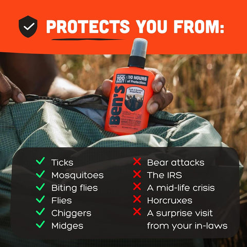 Ben's 100 DEET Tick & Insect Repellent Pump Spray, 3.4 fl oz, 2 Pack
