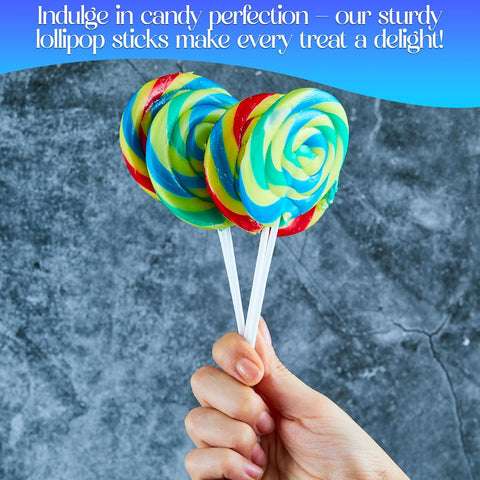 Premium 100 Pack 6 Inch White Paper Lollipop Sticks - Perfect for Cake Pop Sticks, Cookies, Chocolate Cake Toppers | Versatile Baking & Crafting Accessory