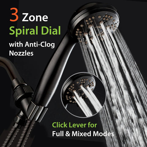 AquaDance High Pressure Luxury 6-mode Spiral Ergonomic Handheld Shower Head