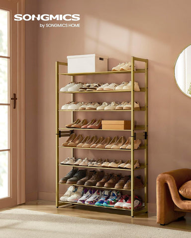SONGMICS Metal Shoe Rack, 8-Tier Shoe Organizer, Holds 32-40 Pairs
