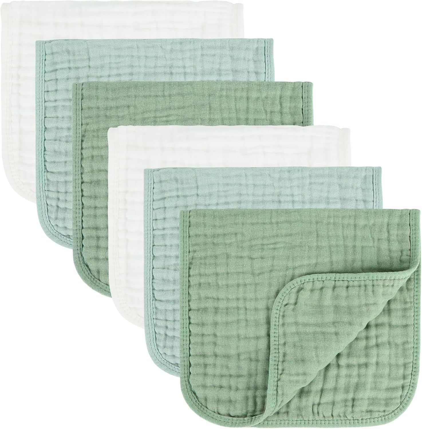 MIGIOL Baby Burp Cloths 100% Cotton Newborn Muslin Burp Cloths 10x20 inches Baby Essentials Coffee & White 5-Pack