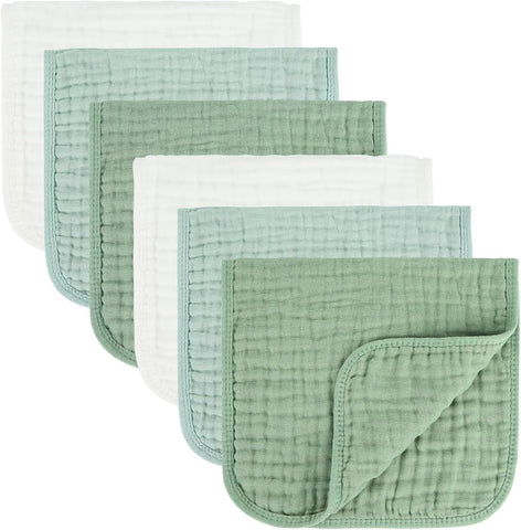 MIGIOL Baby Burp Cloths 100% Cotton Newborn Muslin Burp Cloths 10x20 inches Baby Essentials Coffee & White 5-Pack