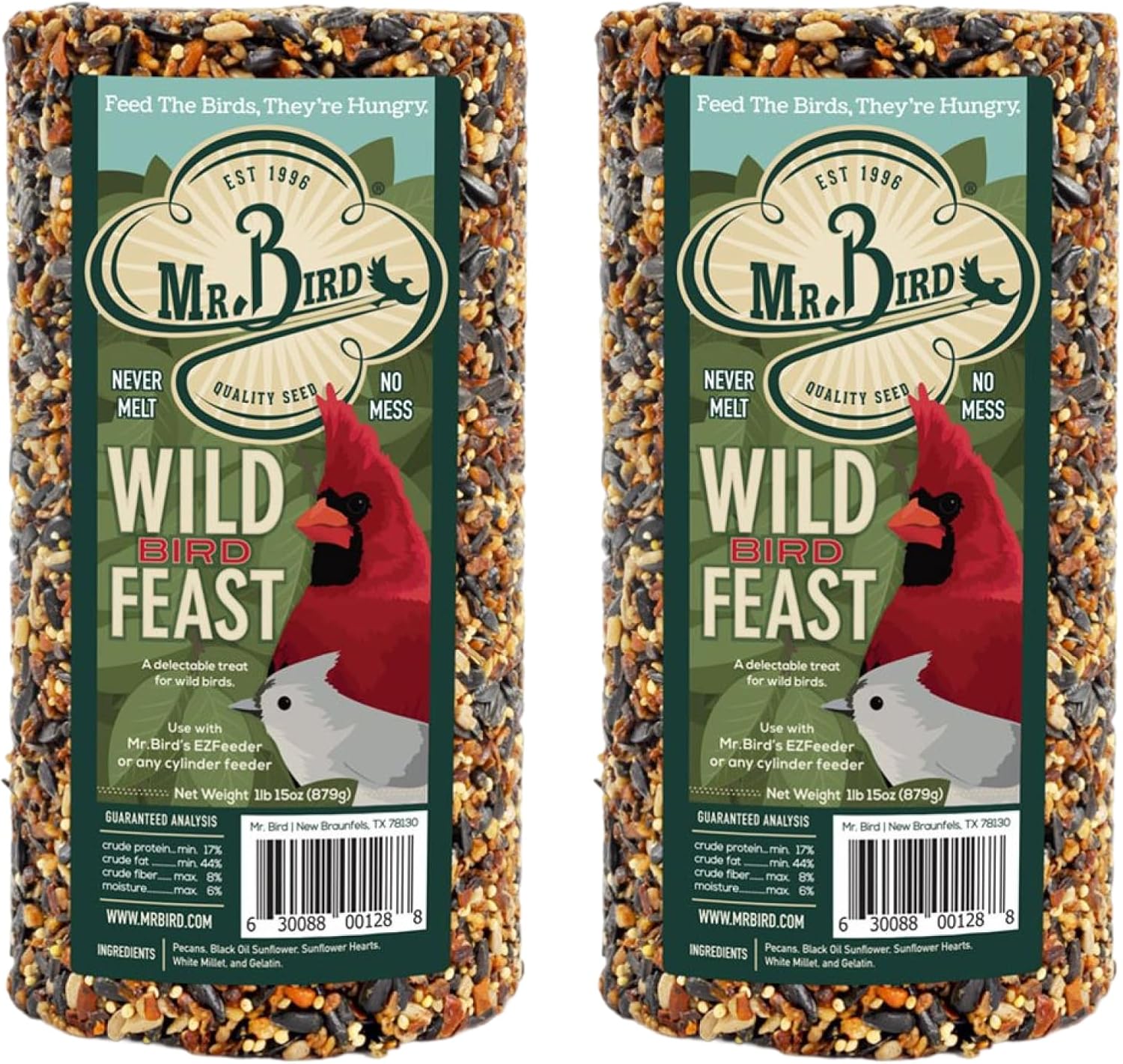 Mr. Bird WildBird Feast Cylinder, 2-Pack, 1 lb 15 oz