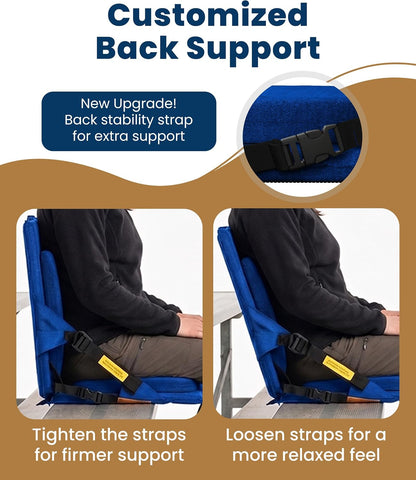 Everlasting Comfort Stadium Seats with Back Support - Adjustable Memory Foam Bleacher Chairs with Back and Cushion, Portable, Easy Folding Stadium Seat Cushion with Storage Pocket (Reinforced)