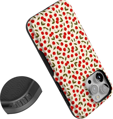 Casely iPhone 15 Pro Max Case | Cherry on Top | Red Cherries | Bold Protective Design | Compatible with MagSafe