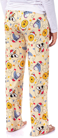 Disney Winnie The Pooh Women's Holiday Lights Character Design AOP Adult Lounge Sleep Pajama Pants