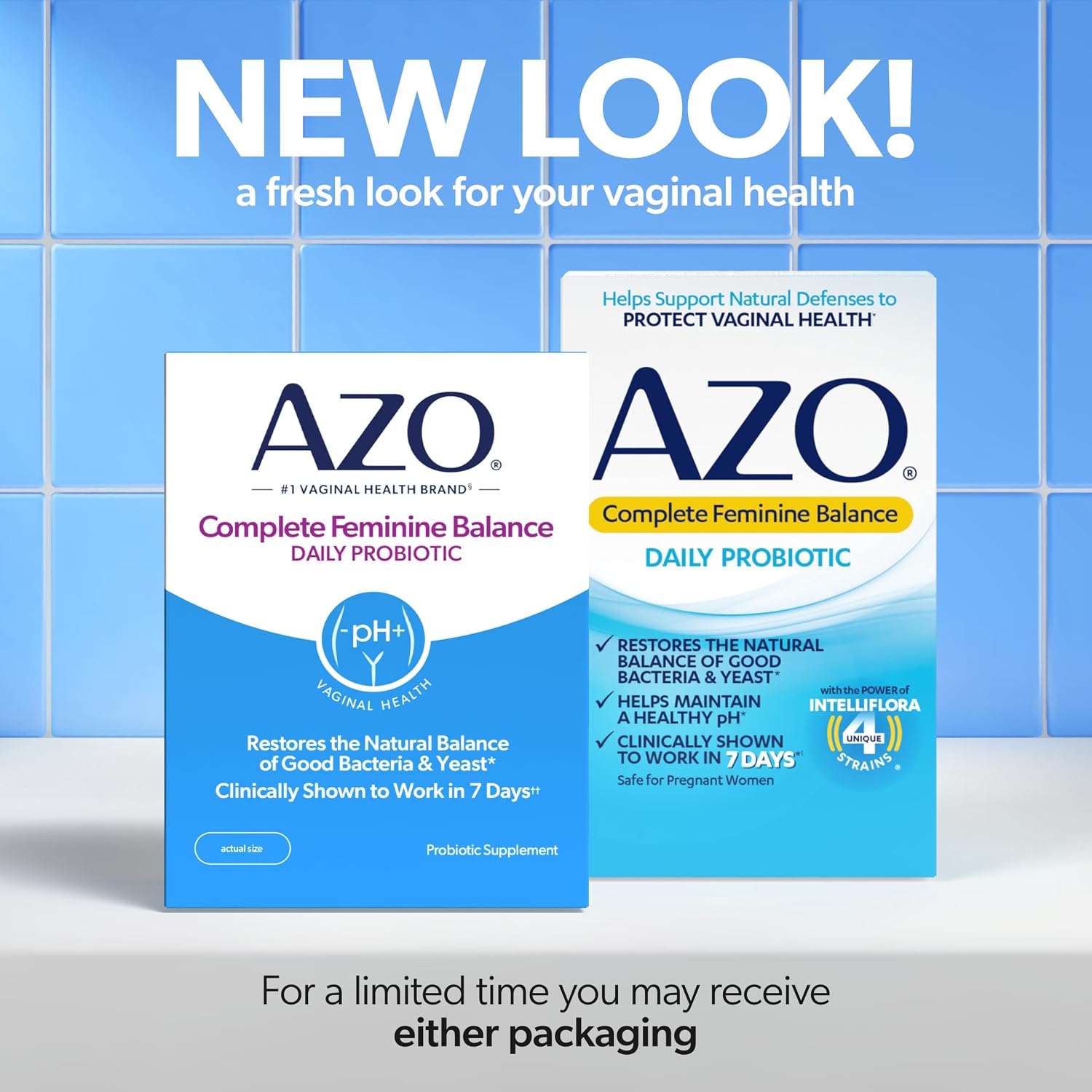 AZO Complete Feminine Balance Daily Vaginal Probiotics for Women, 60 Count | Intelliflora Multi-Strain Blend, Supports Vaginal pH and Yeast Balance*, One Capsule Daily, Sugar Free, Safe During Pregnancy