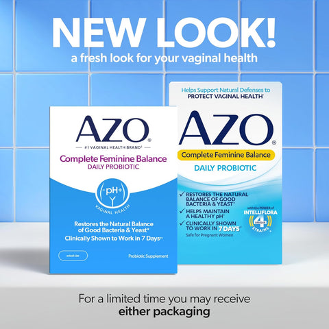 AZO Complete Feminine Balance Daily Vaginal Probiotics for Women, 60 Count | Intelliflora Multi-Strain Blend, Supports Vaginal pH and Yeast Balance*, One Capsule Daily, Sugar Free, Safe During Pregnancy