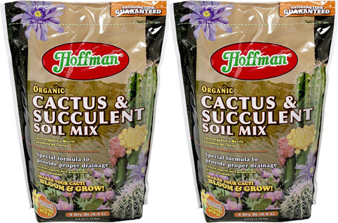 Hoffman Organic Cactus and Succulent Soil Mix to Provide Proper Drainage and Improve Growth in Cacti, 4qts, 3 Pack