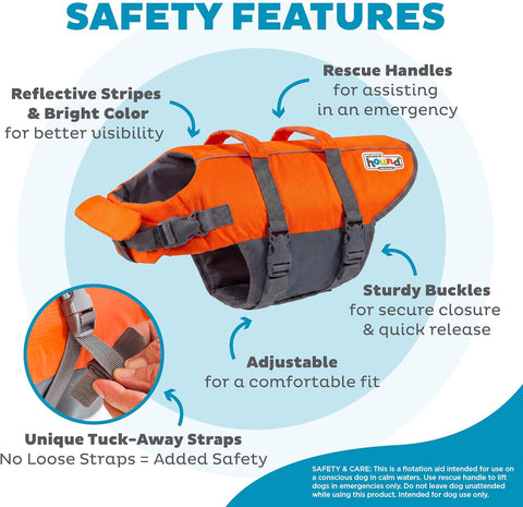 Outward Hound Granby Splash Dog Life Jacket, Life Vest, Orange, Large