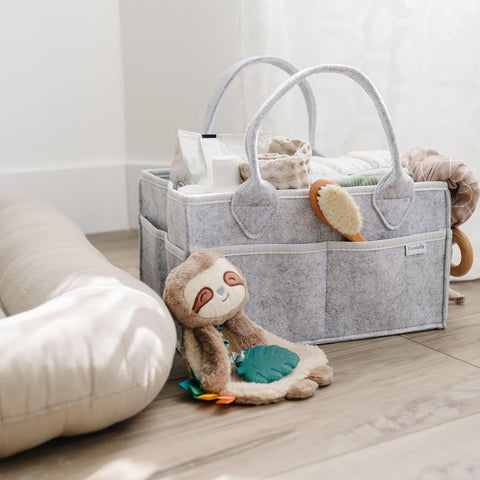 PUTSKA Baby Diaper Caddy Organizer, Felt Nursery Basket, Gray, Extra Large
